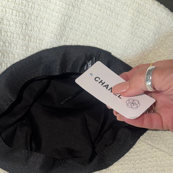 Luxury White Bucket Hat with Black CC - Picture 7 of 9